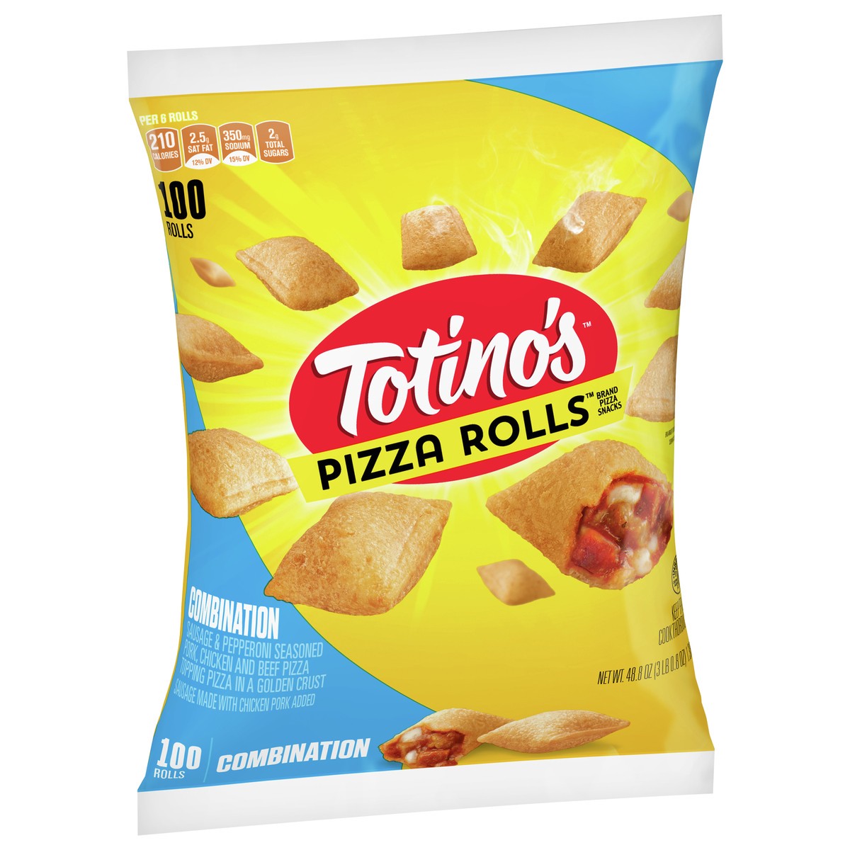 slide 5 of 11, Totino's Pizza Rolls, Combination Flavored, Frozen Snacks, 100 Rolls, 48.8 oz, 100 ct