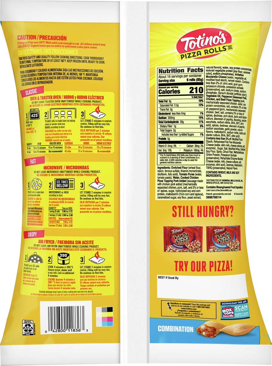 slide 2 of 11, Totino's Pizza Rolls, Combination Flavored, Frozen Snacks, 100 Rolls, 48.8 oz, 100 ct