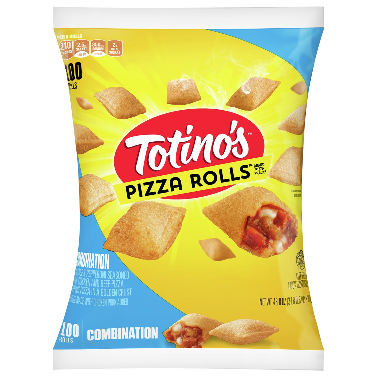 slide 6 of 11, Totino's Pizza Rolls, Combination Flavored, Frozen Snacks, 100 Rolls, 48.8 oz, 100 ct