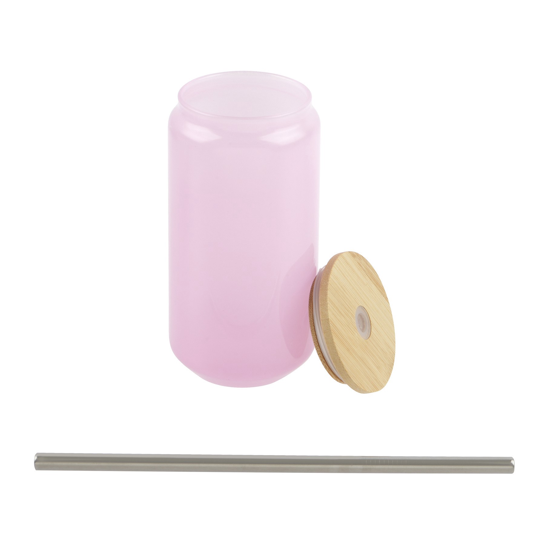 slide 3 of 3, 18oz. Pink Cold Color Change Glass Sublimation Tumbler With Bamboo Lid By Make Market, 18 oz