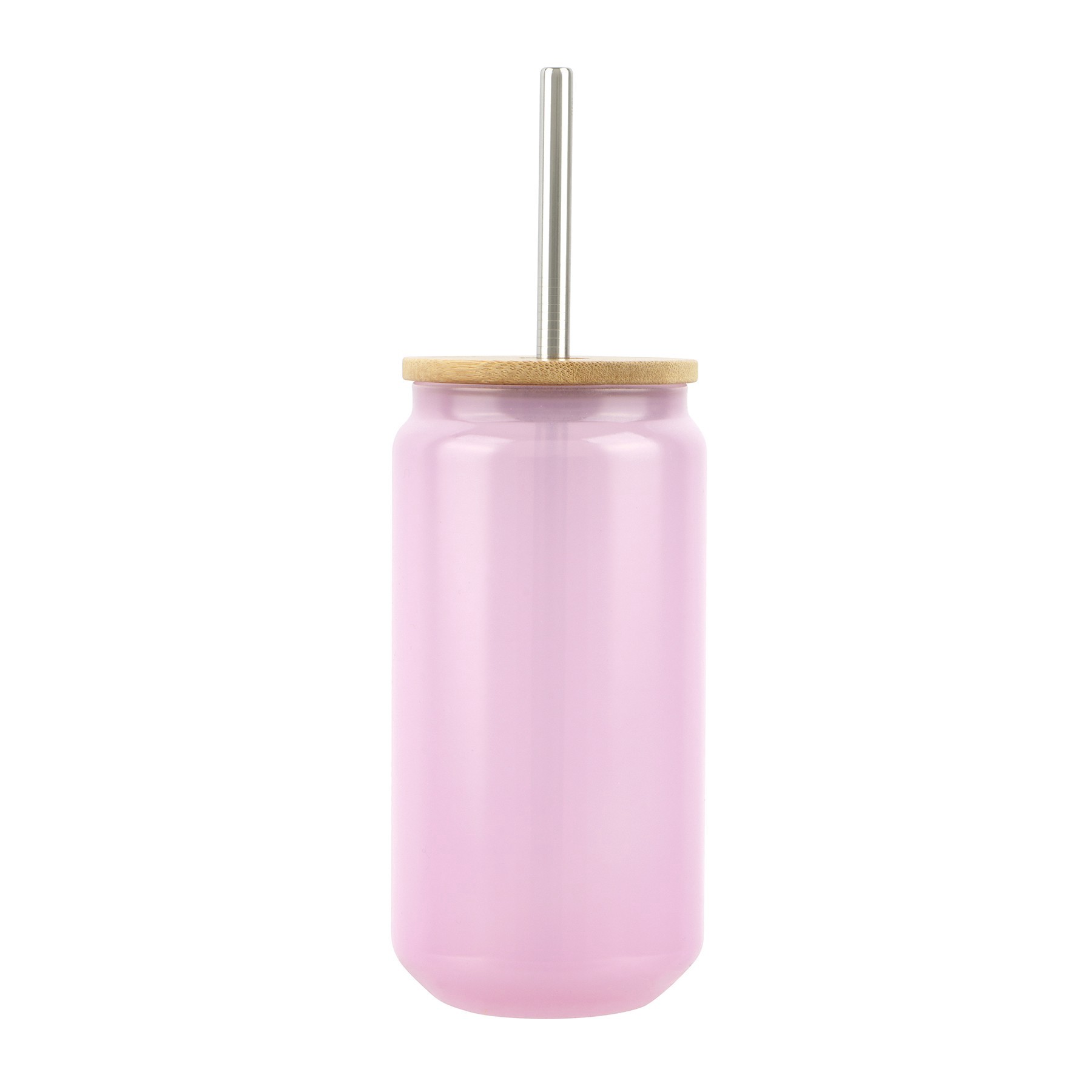 slide 2 of 3, 18oz. Pink Cold Color Change Glass Sublimation Tumbler With Bamboo Lid By Make Market, 18 oz