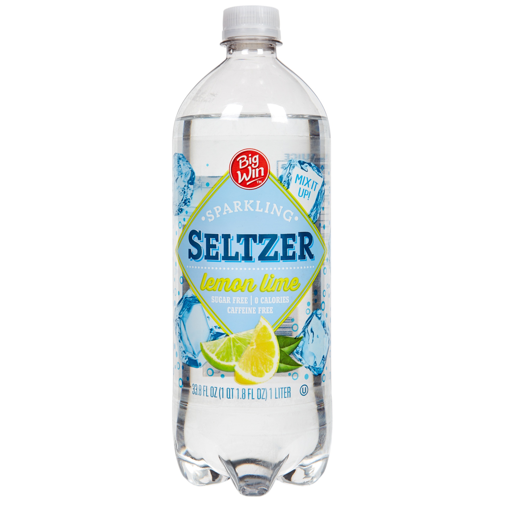 slide 1 of 2, Big Win Seltzer Water, Lemon Lime - 33.8 fl oz, 33.8 fl oz