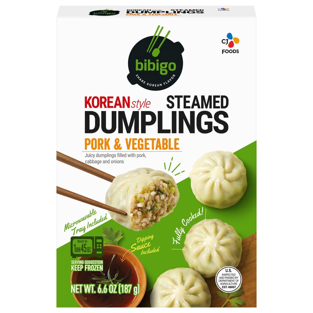 slide 1 of 2, Bibigo Korean Steamed Dumplings Pork And Vegetables, 7 oz