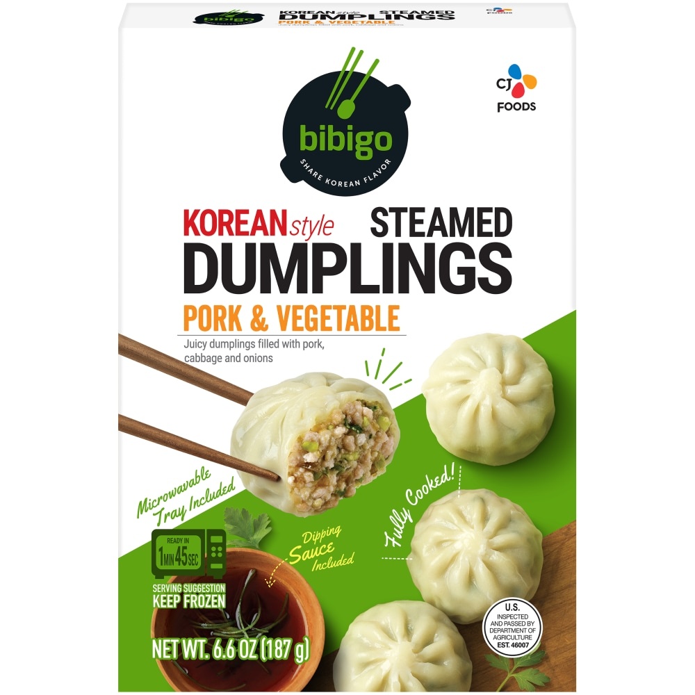 slide 1 of 1, Bibigo Korean Steamed Dumplings Pork And Vegetables, 7 oz