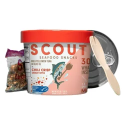 Scout Canning Seafood Snacks, Wild Tuna in Olive Oil & Chile Crisp Topper