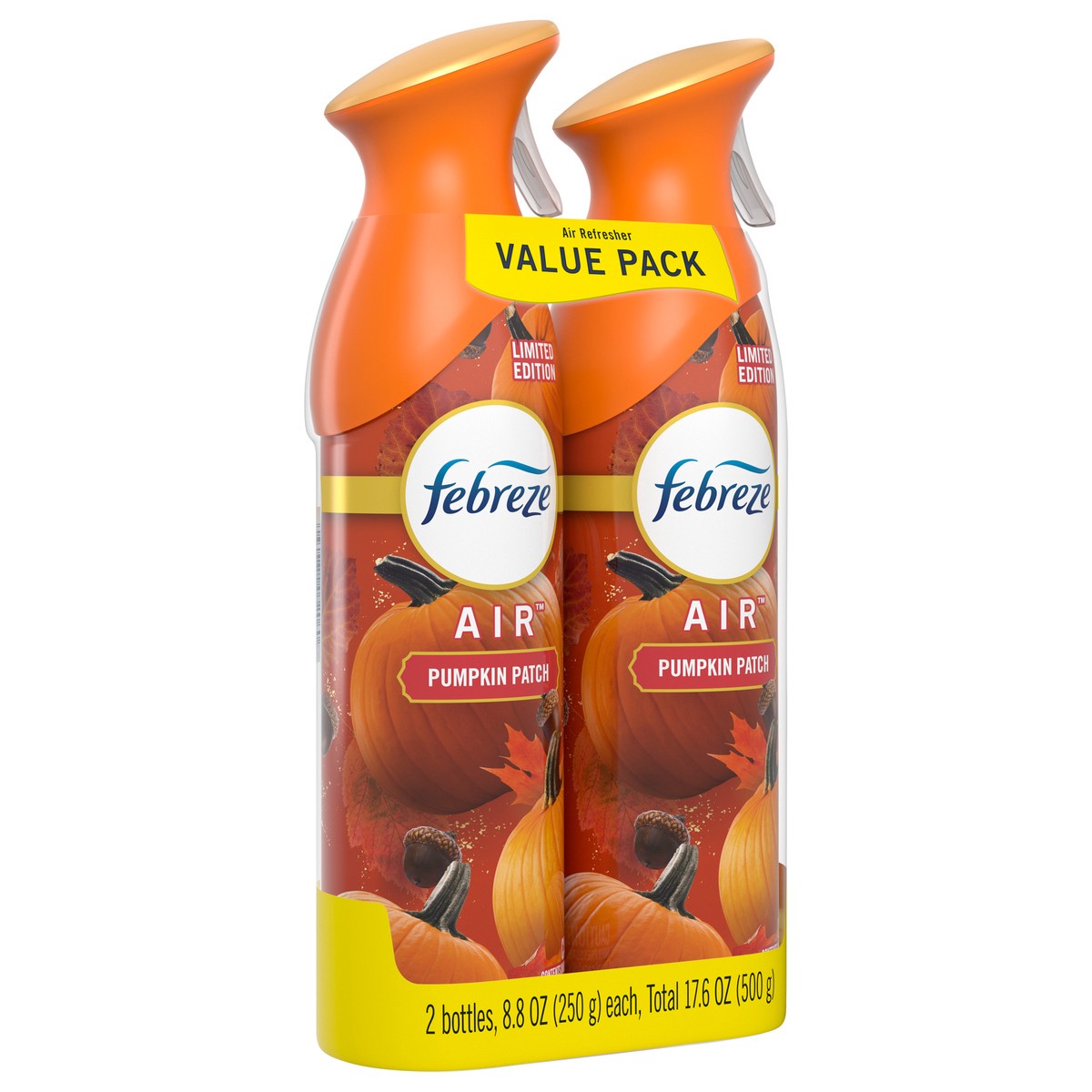 slide 7 of 8, Febreze Air Effects Odor-Eliminating Air Freshener Pumpkin Patch, 8.8 oz. Aerosol Can, Pack of 2, 2 ct
