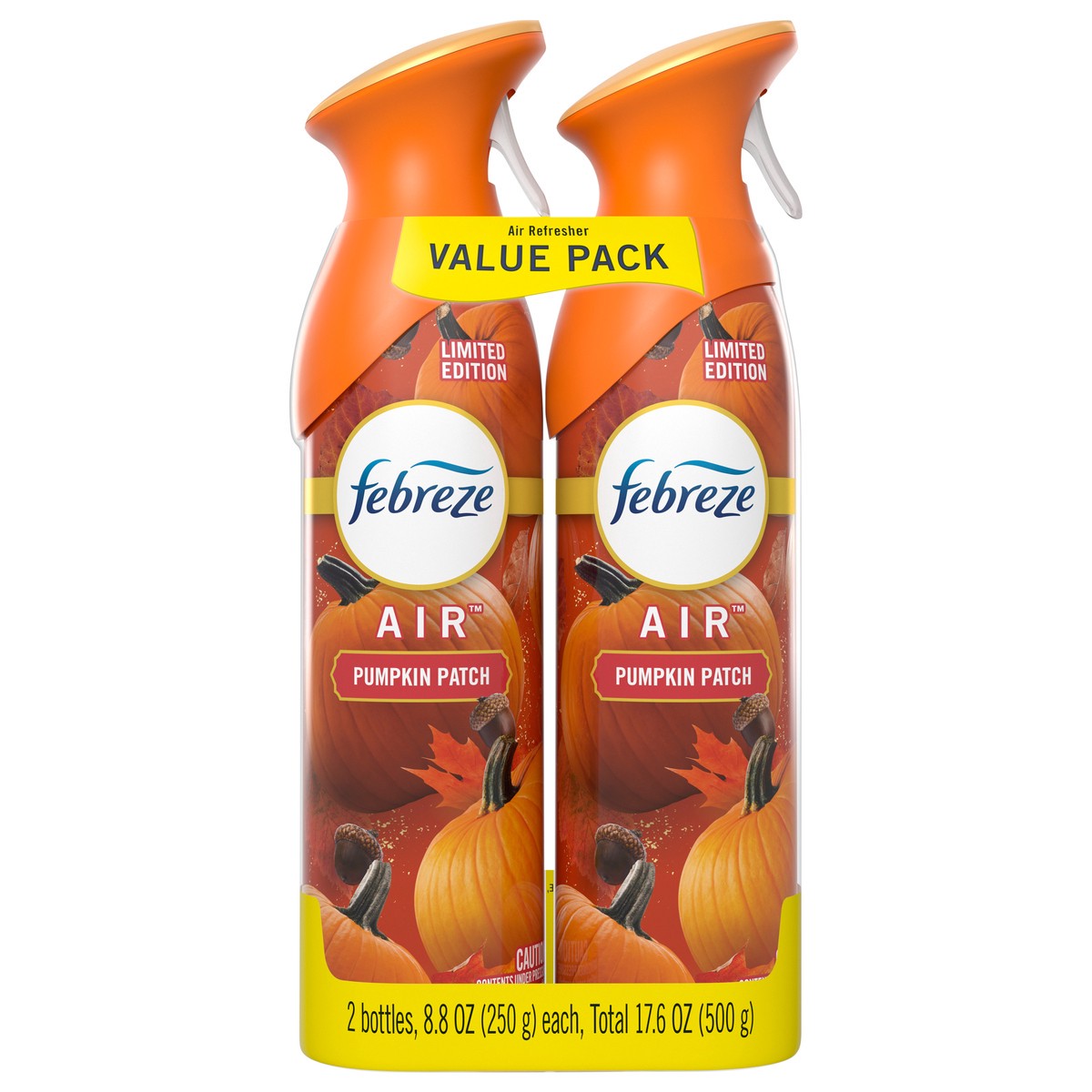slide 6 of 8, Febreze Air Effects Odor-Eliminating Air Freshener Pumpkin Patch, 8.8 oz. Aerosol Can, Pack of 2, 2 ct