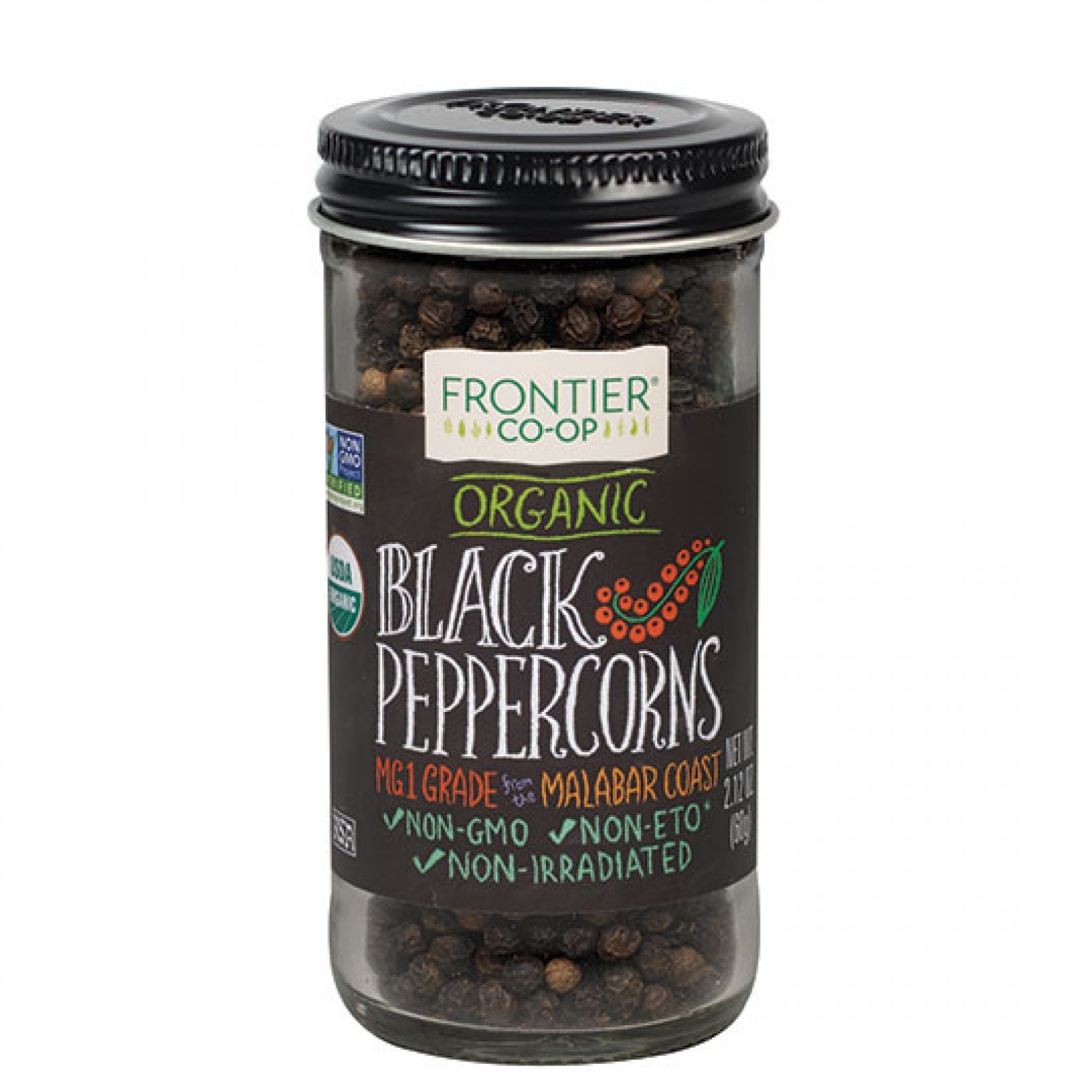 slide 1 of 1, Frontier Organic Whole Peppercorns, 2.12 oz