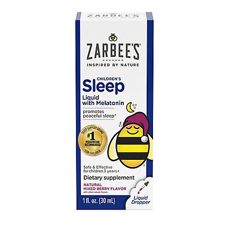 slide 1 of 1, Zarbee's Kids Sleep Liquid With Melatonin Drug Free Non Habit Forming Natural Berry - 1 Fl. Oz., 1 fl oz