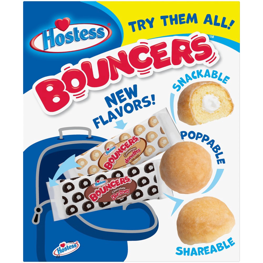 slide 2 of 4, HOSTESS BOUNCERS Glazed TWINKIES, Packable Pouches, Perfect for Lunchboxes – 5 Pouches , 8.62 oz, 5 ct