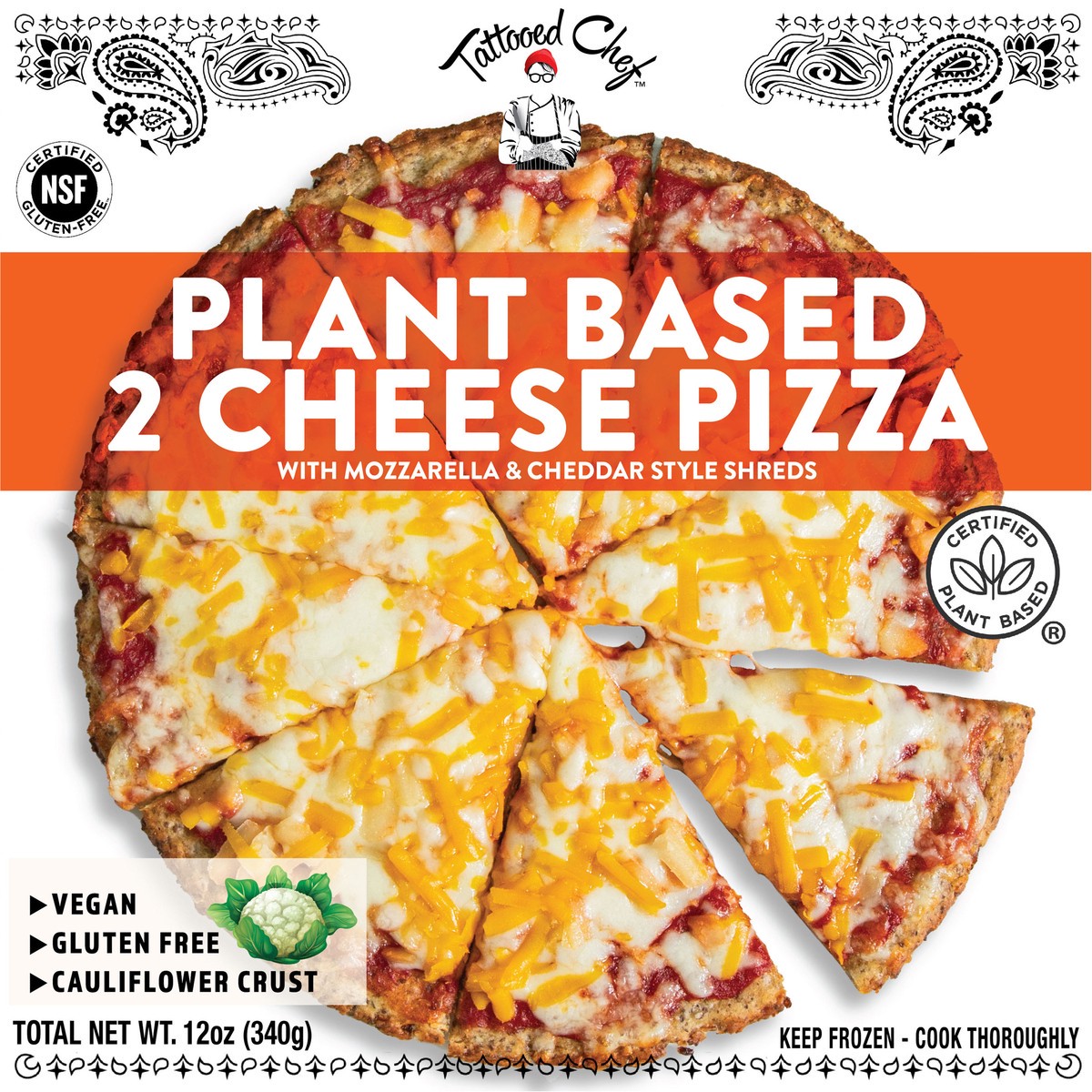 slide 4 of 4, Tattooed Chef Plant Based 2 Cheese Pizza 12 oz Box, 11 oz