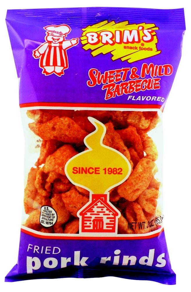 slide 1 of 1, Brim's Sweet & Mild Pork Rinds, 3 oz