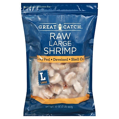 slide 1 of 1, Great Catch Raw Large EZ-Peel Shrimp - 31/40 Count, 32 oz