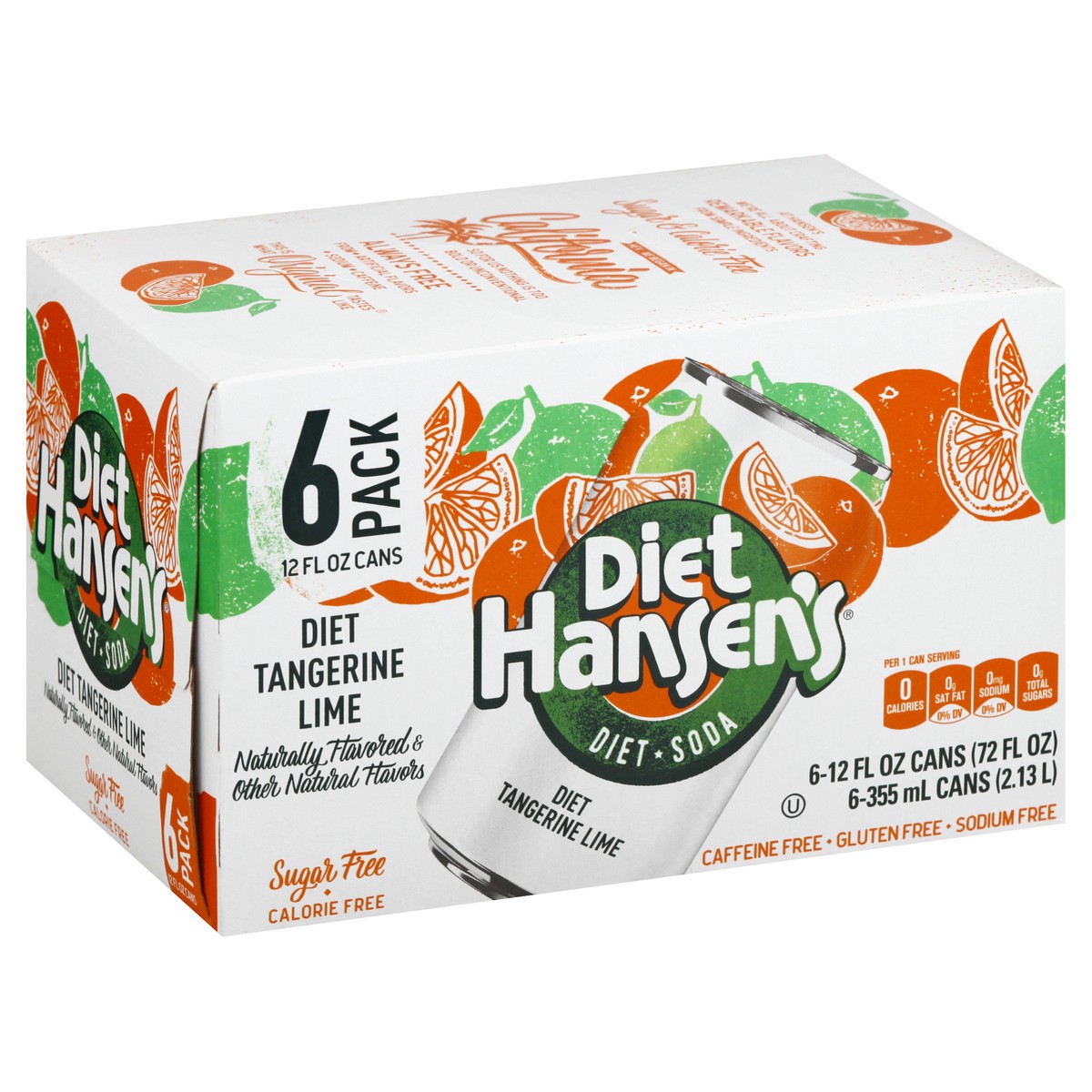 slide 8 of 12, Diet Hansens 6 Pack Diet Tangerine Lime Soda 6 ea, 6 ct