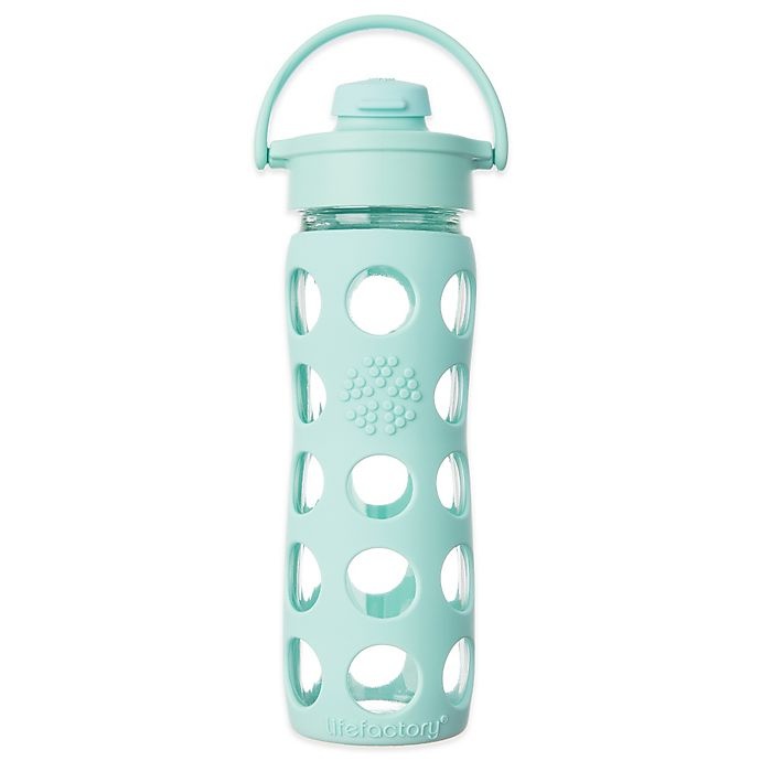 slide 1 of 1, Lifefactory Glass Water Bottle with Flip Cap - Turquoise, 16 oz