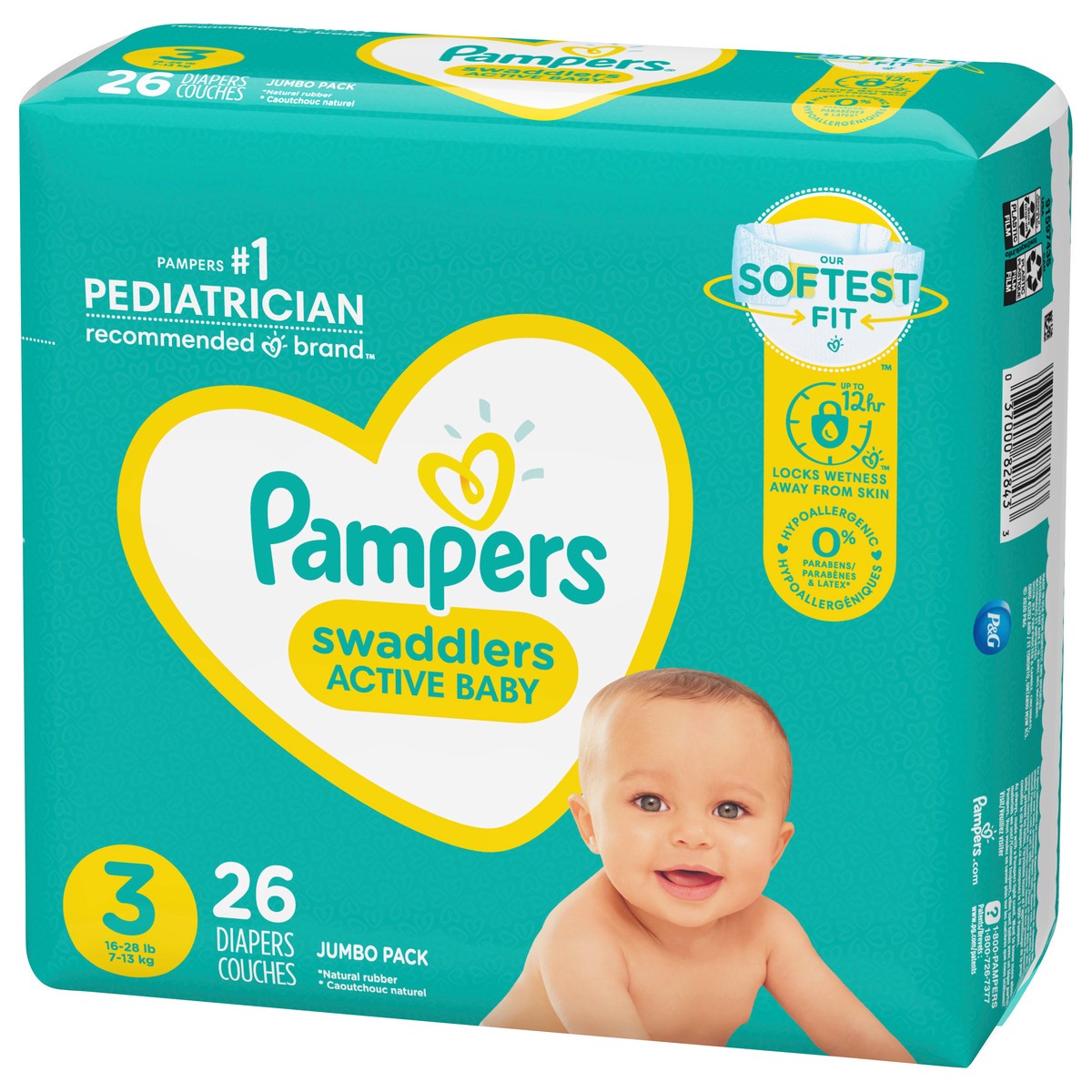 slide 3 of 4, Pampers Swaddlers Active Baby Diaper Size 3 26 Count, 26 ct