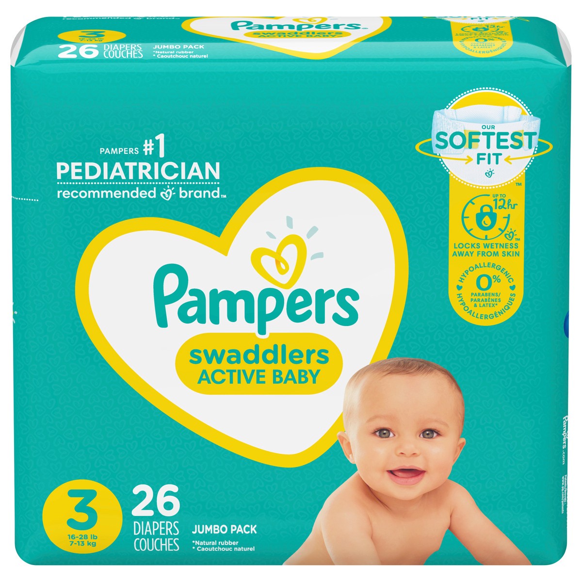 slide 1 of 4, Pampers Swaddlers Active Baby Diaper Size 3 26 Count, 26 ct