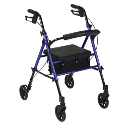 Drive Medical Adjustable Height Rollator, Blue