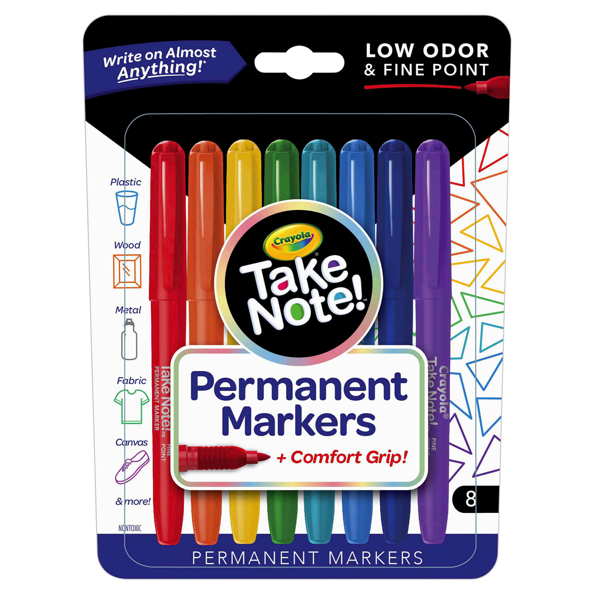 slide 1 of 1, Crayola Take Note Permanent Markers, 8 ct