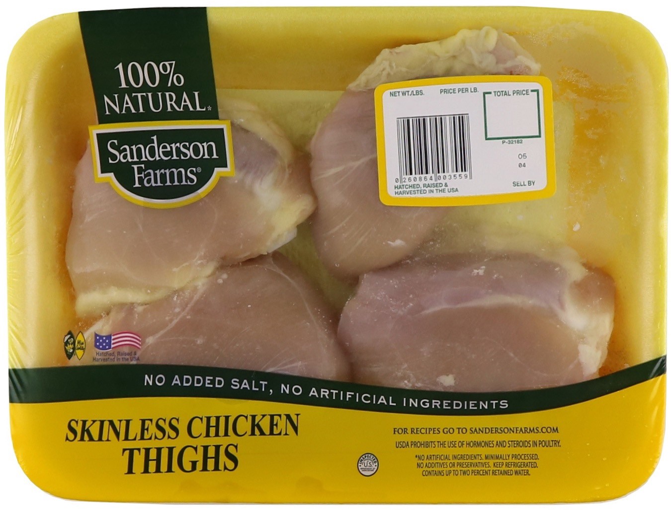 slide 1 of 1, Sanderson Farms Skinless Chicken Thighs, per lb