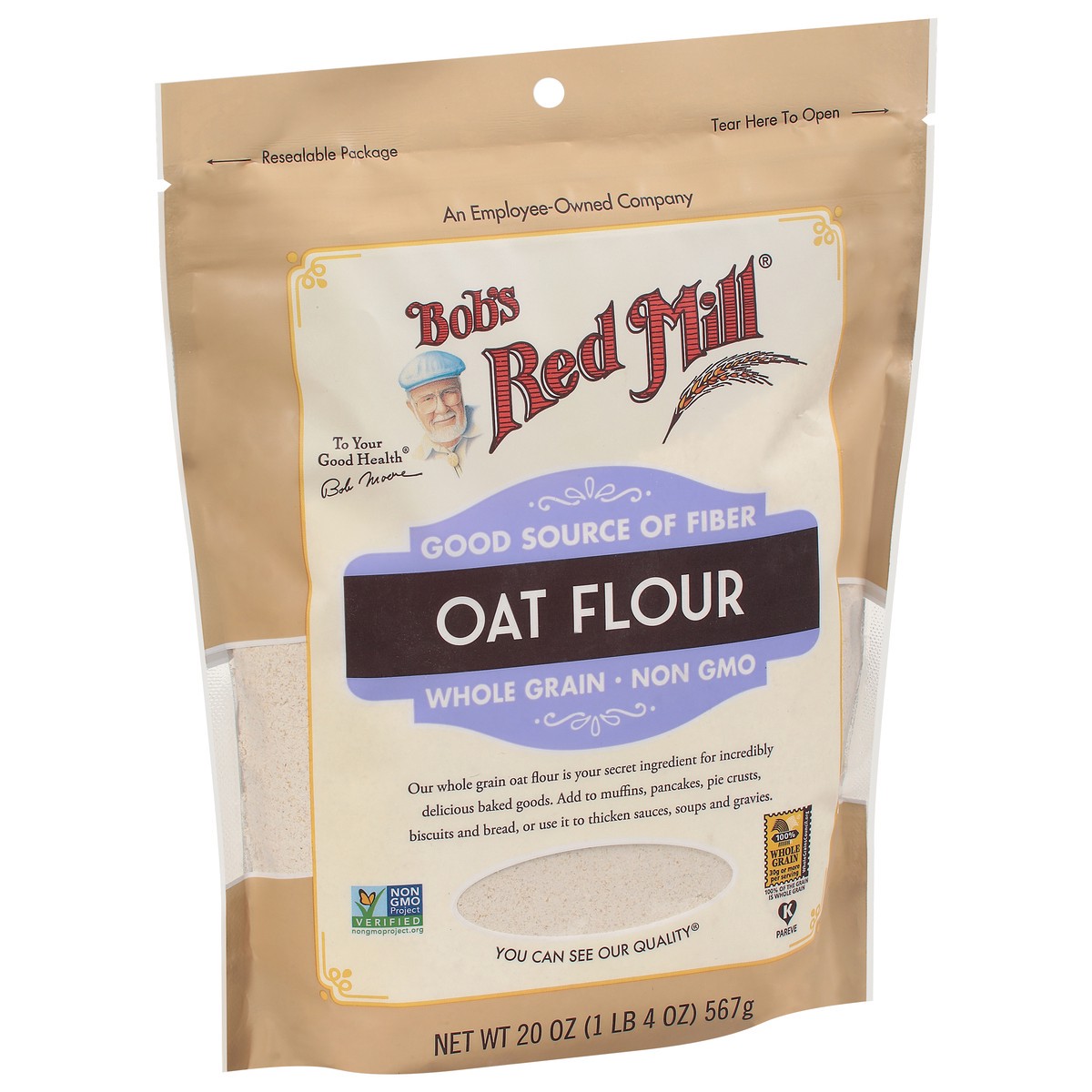 slide 2 of 9, Bob's Red Mill Whole Grain Oat Flour, 20 oz