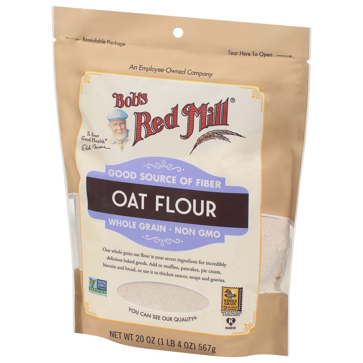 slide 3 of 9, Bob's Red Mill Whole Grain Oat Flour, 20 oz