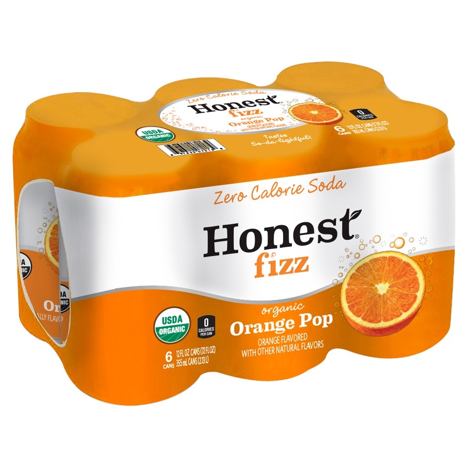 slide 1 of 1, Honest Fizz Orange Pop, 6 ct; 12 fl oz