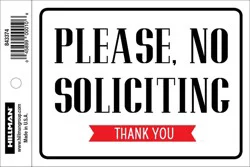 Hillman Vinyl No Soliciting Sign - Black/White