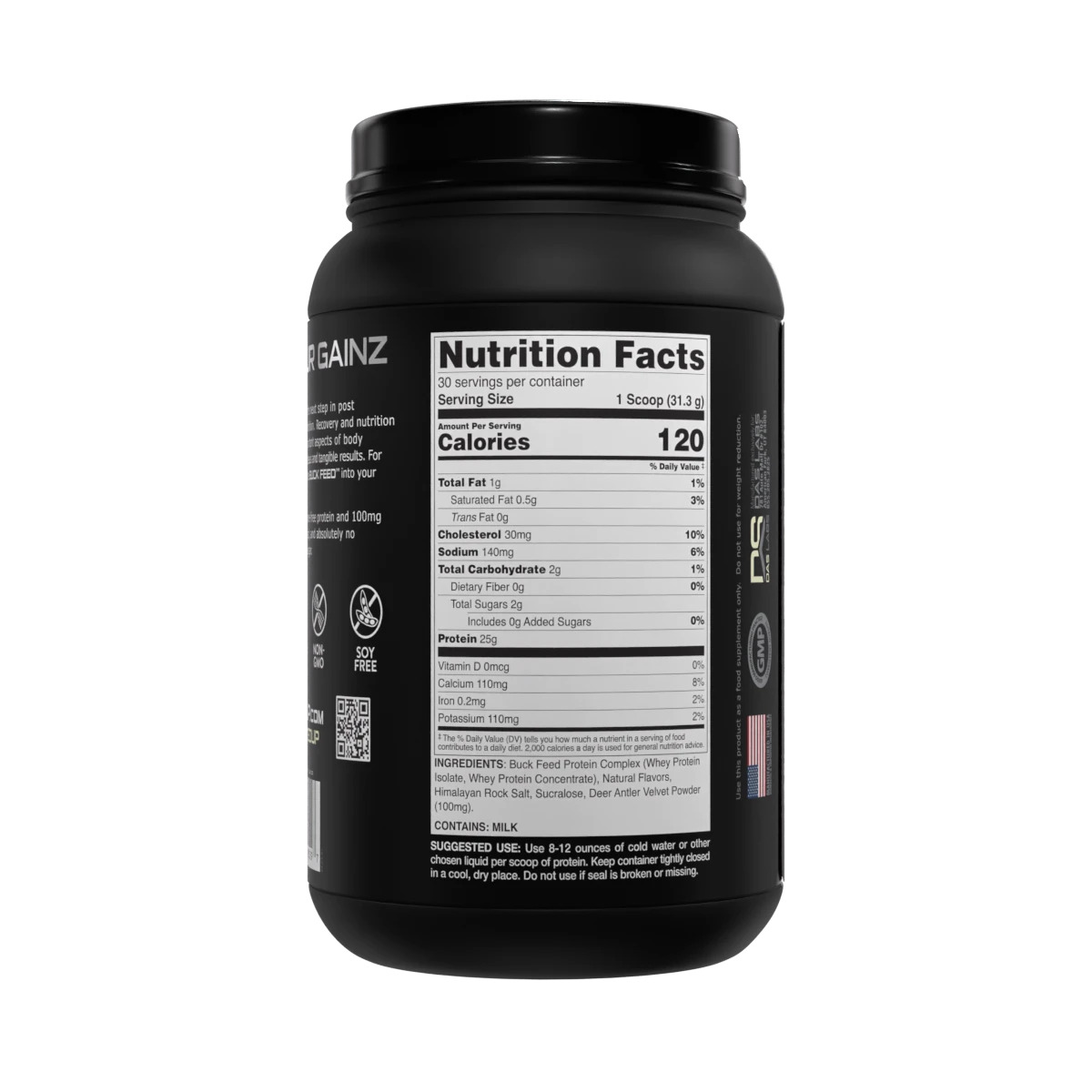 slide 3 of 4, Buck Feed Vanilla Protein, 1 ct