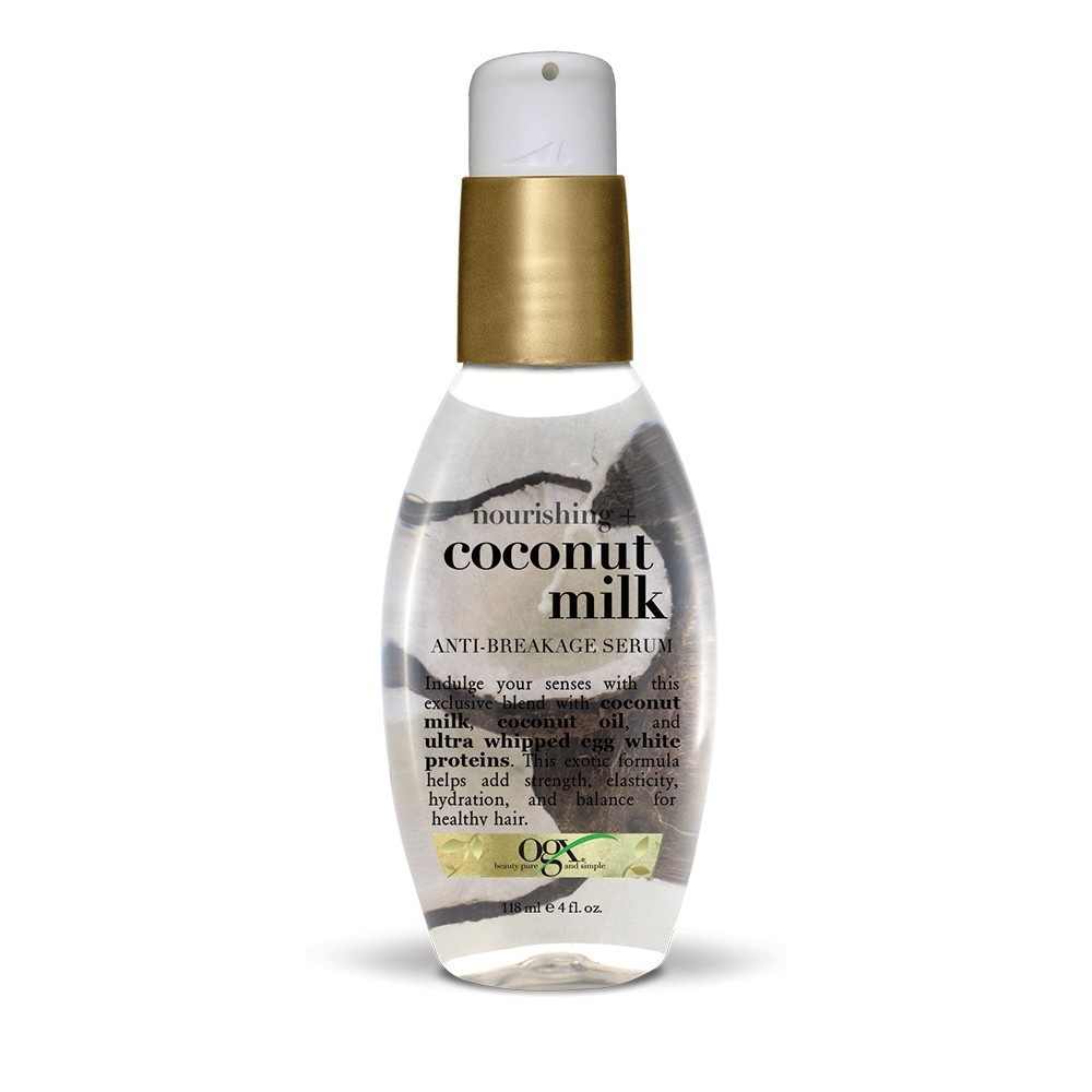 slide 1 of 6, OGX Nourishing + Coconut Milk Anti-Breakage Serum Leave-In Hair Treatment - 4 fl oz, 4 fl oz