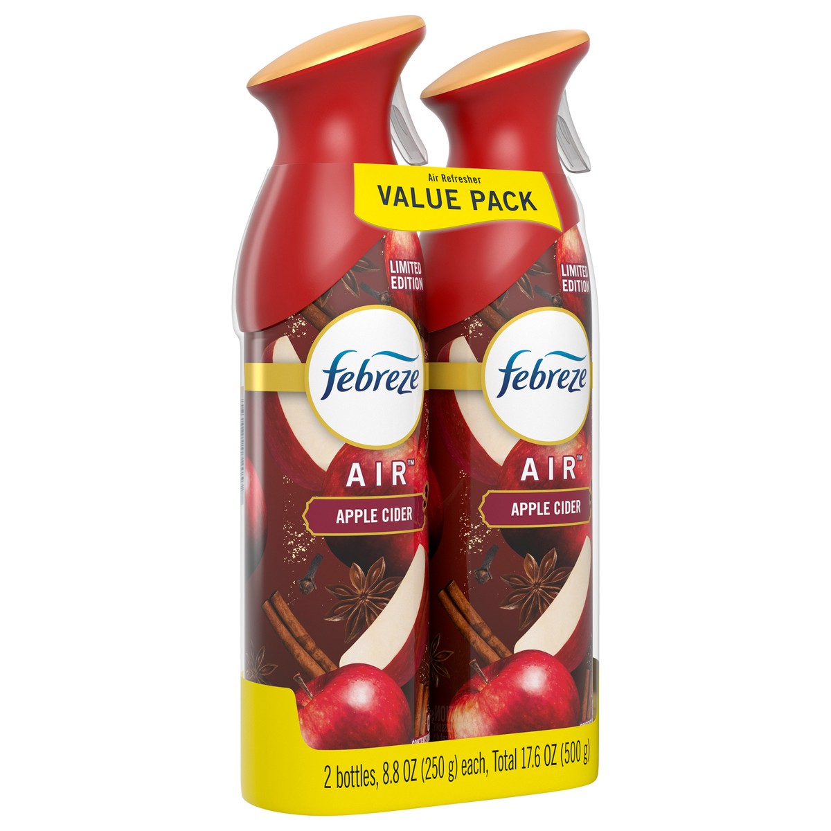 slide 4 of 4, Febreze Air Effects Odor-Eliminating Air Freshener Apple Cider, 8.8 oz. Aerosol Can, Pack of 2, 2 ct