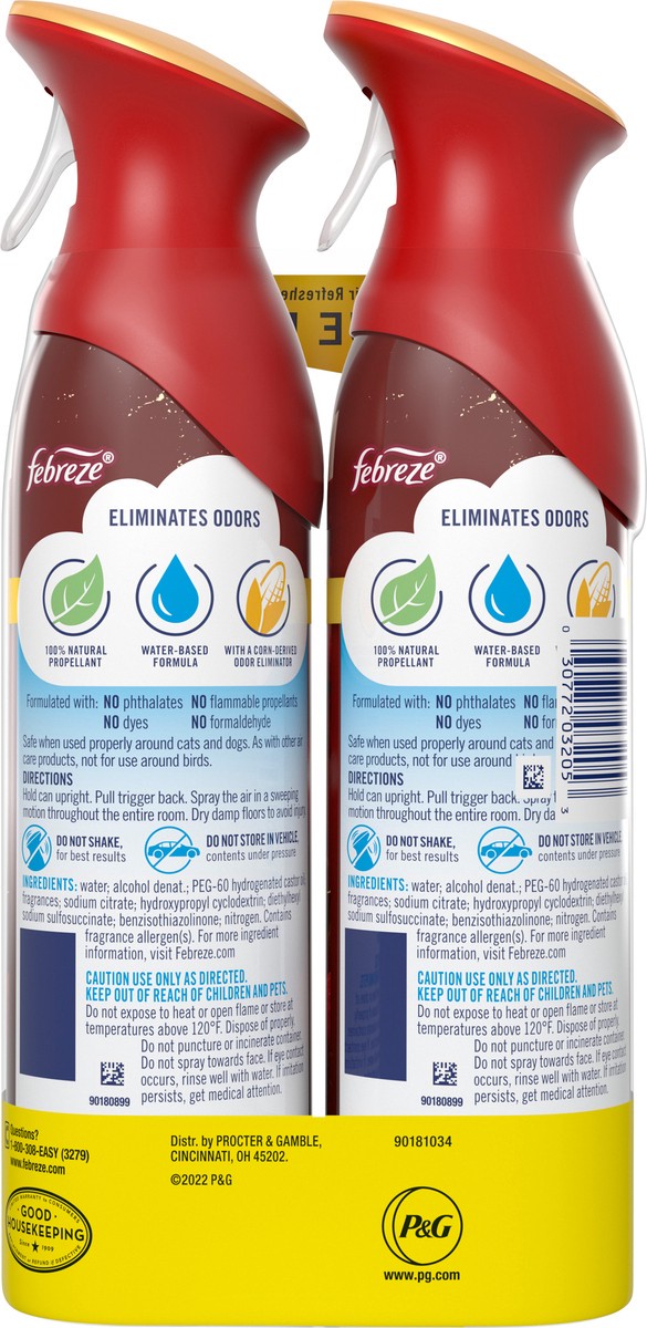 slide 2 of 4, Febreze Air Effects Odor-Eliminating Air Freshener Apple Cider, 8.8 oz. Aerosol Can, Pack of 2, 2 ct