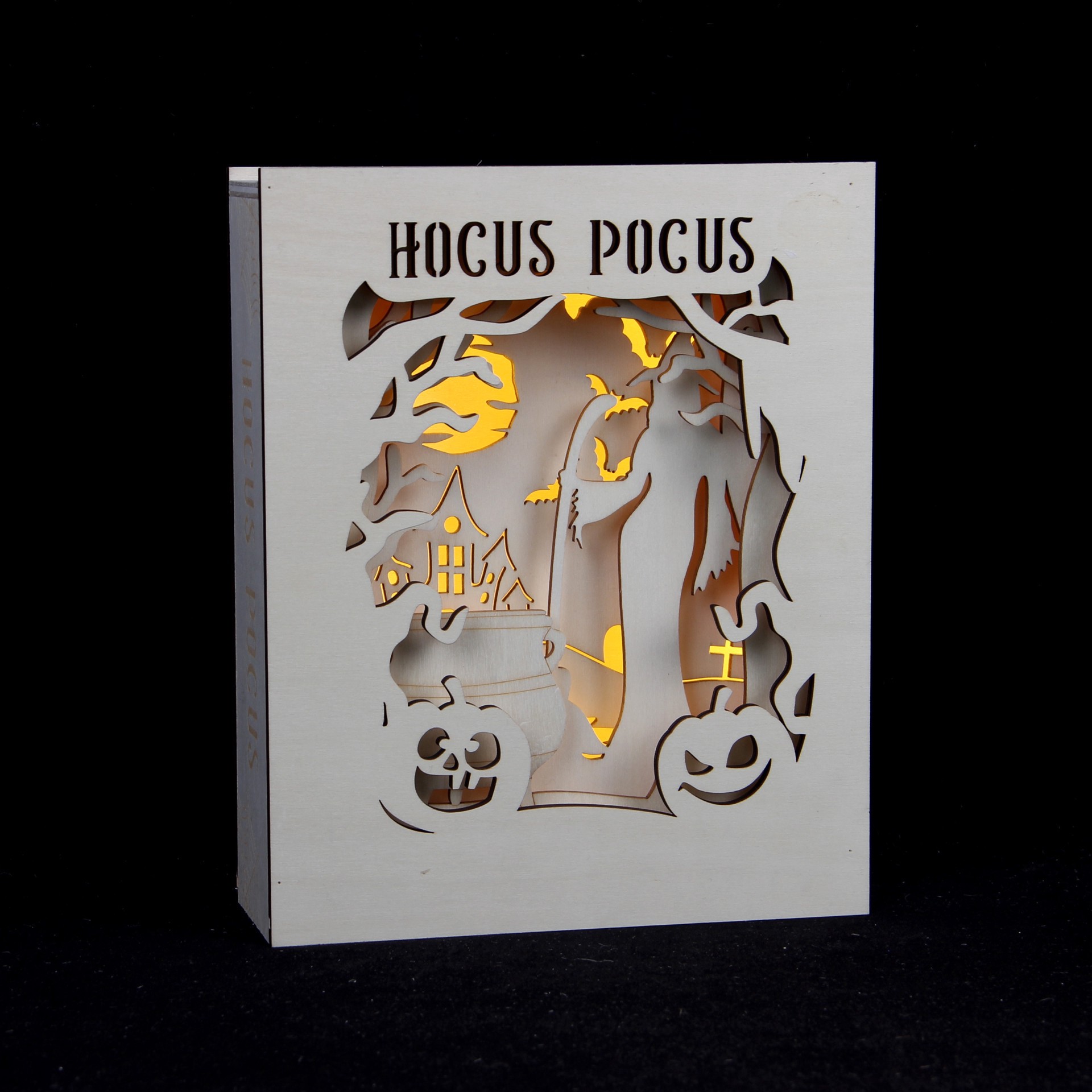 slide 4 of 4, 8.5" Hocus Pocus Book Diy Led Plywood Decor By Make Market, 8.5 in