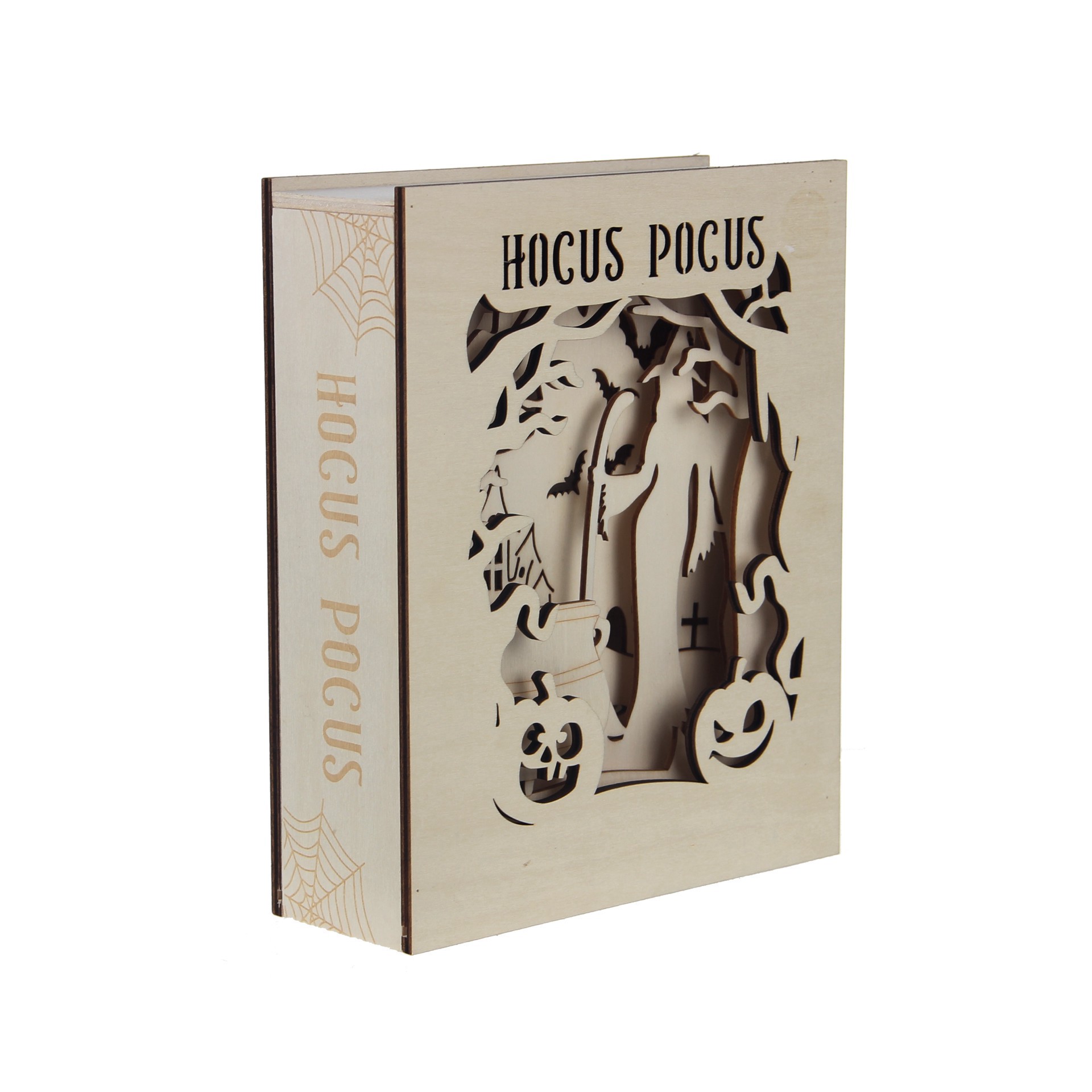 slide 3 of 4, 8.5" Hocus Pocus Book Diy Led Plywood Decor By Make Market, 8.5 in