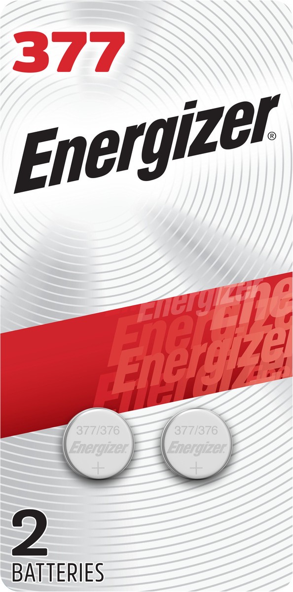slide 3 of 3, Energizer 377 Batteries (2 Pack), 1.5V Silver Oxide Button Cell Batteries, 2 ct