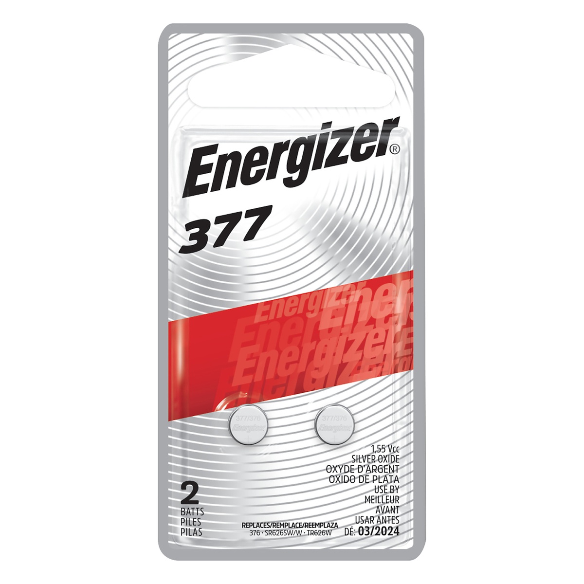 slide 1 of 8, Energizer 2pk 377 Batteries Silver Oxide Button Battery, 2 ct