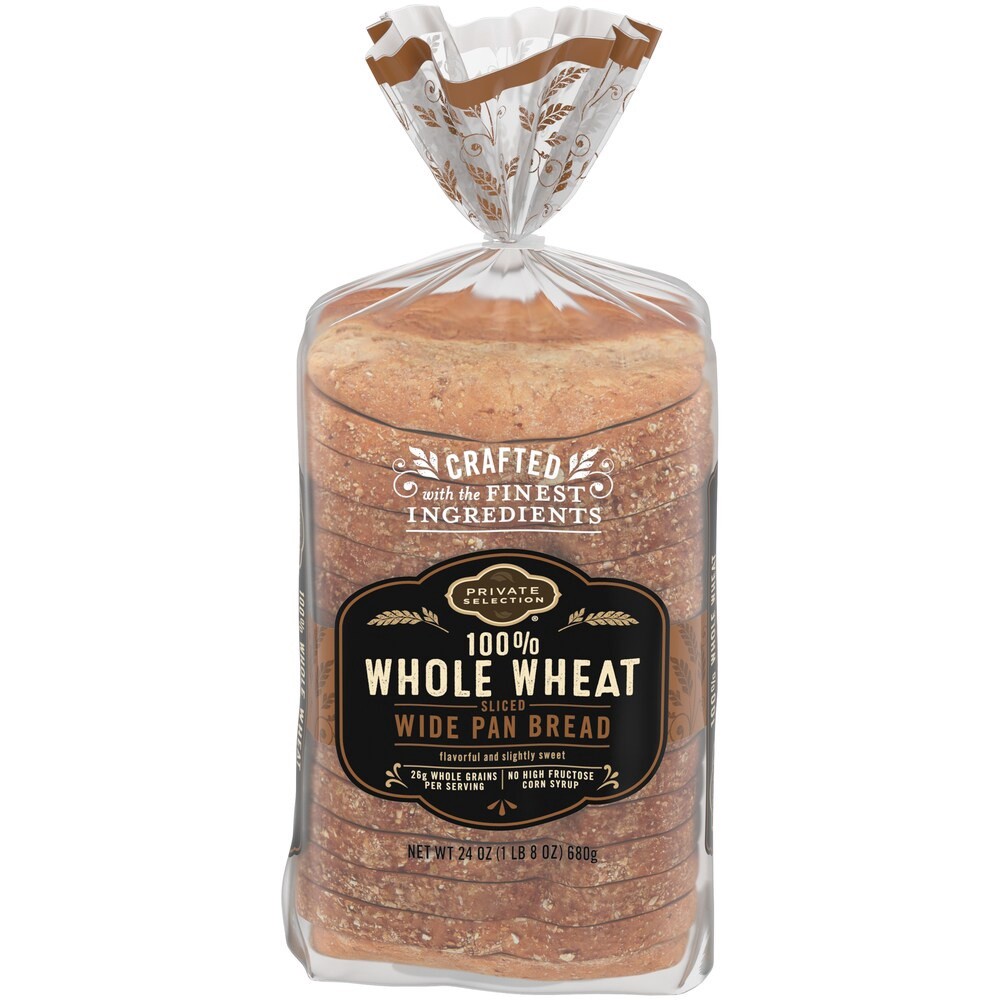 slide 3 of 3, Private Selection 100% Whole Wheat Bread, 24 oz