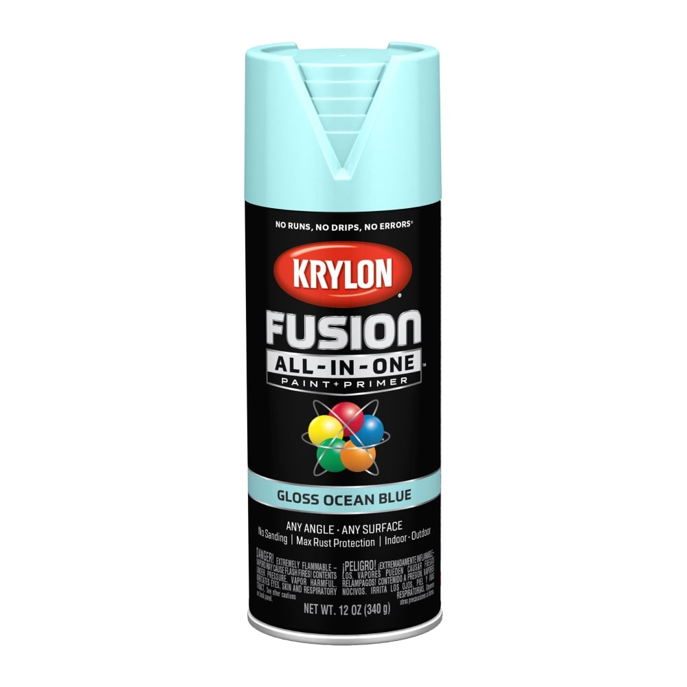 slide 1 of 1, Krylon Fusion All-In-One Paint Primer - Gloss Ocean Blue, 12 oz