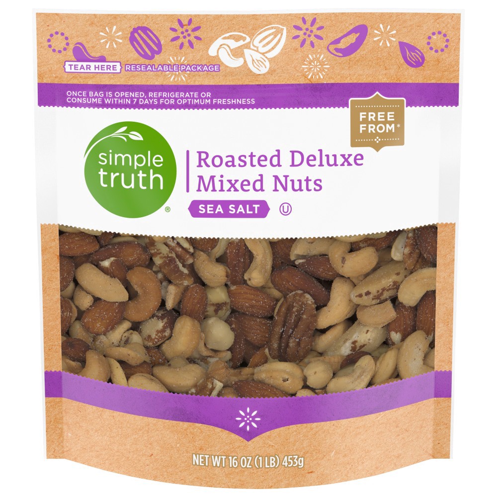 slide 1 of 1, Simple Truth Roasted Deluxe Mixed Nuts, 16 oz