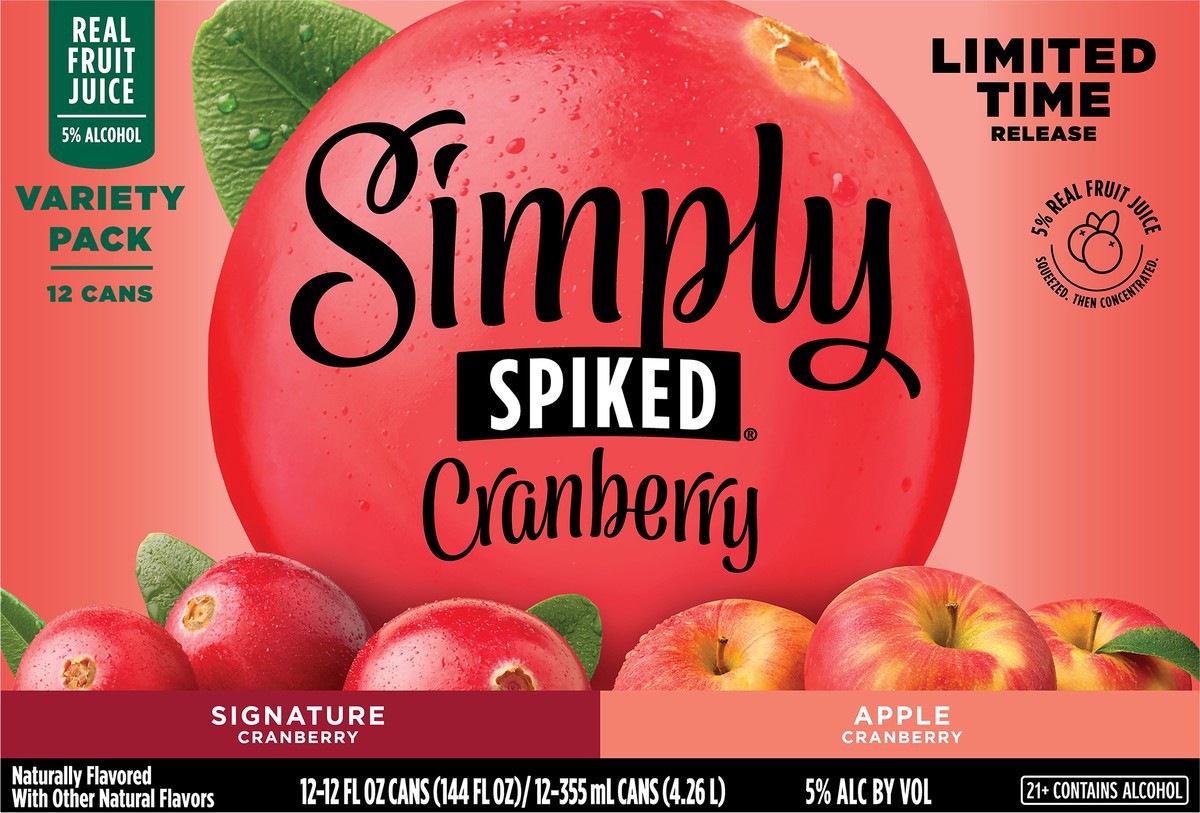 slide 5 of 14, Simply Spiked Cranberry Beer Variety Pack 12 - 12 fl oz Cans, 12 ct; 12 oz