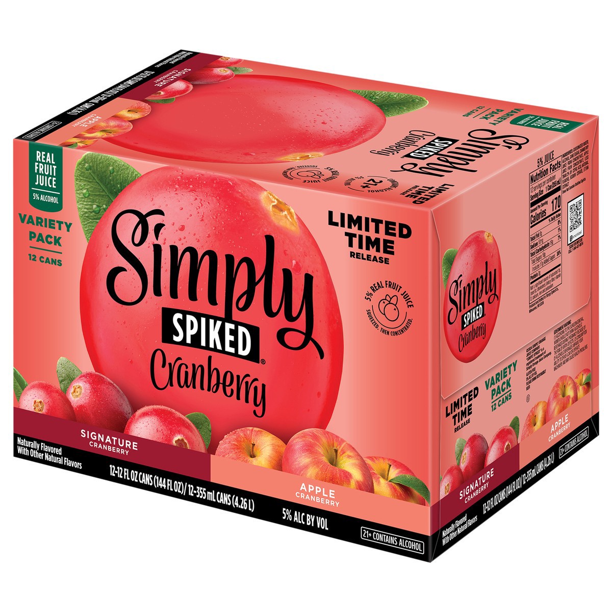 slide 10 of 14, Simply Spiked Cranberry Beer Variety Pack 12 - 12 fl oz Cans, 12 ct; 12 oz