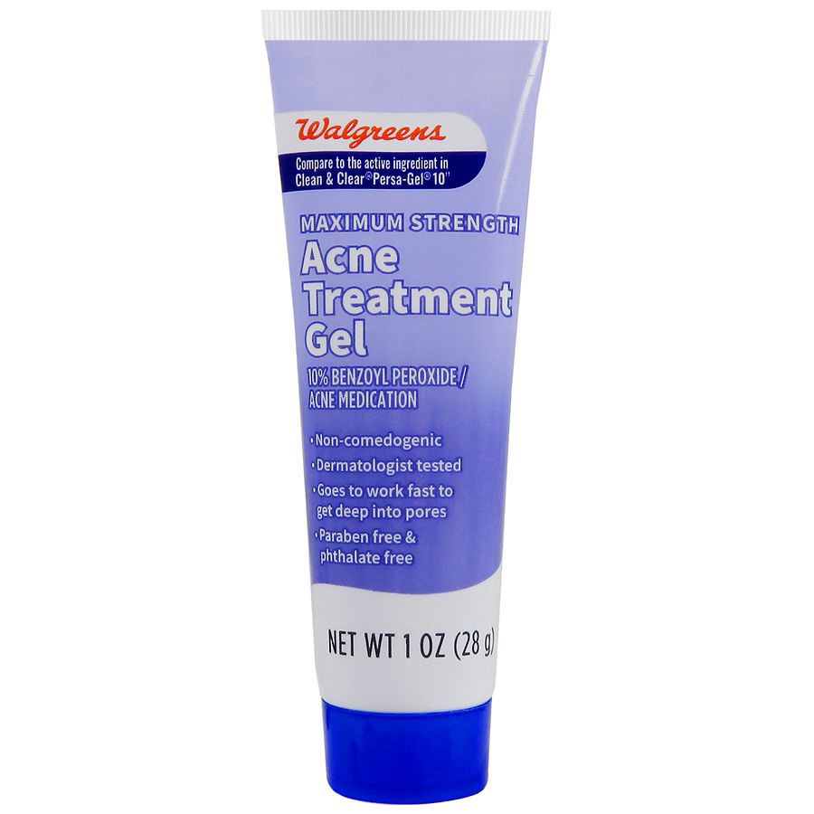 slide 1 of 4, Walgreens Maximum Strength Acne Treatment Gel with 10% Benzoyl Peroxide, 1 oz