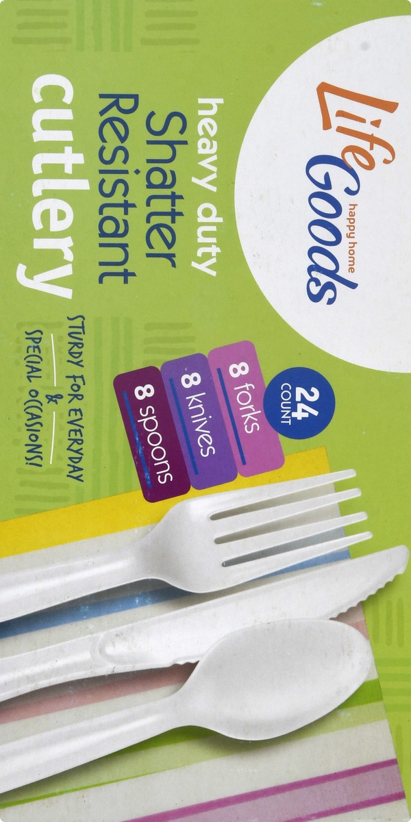 slide 7 of 11, Life Goods Heavy Duty Shatter Resistant Cutlery 24 ea, 24 ct