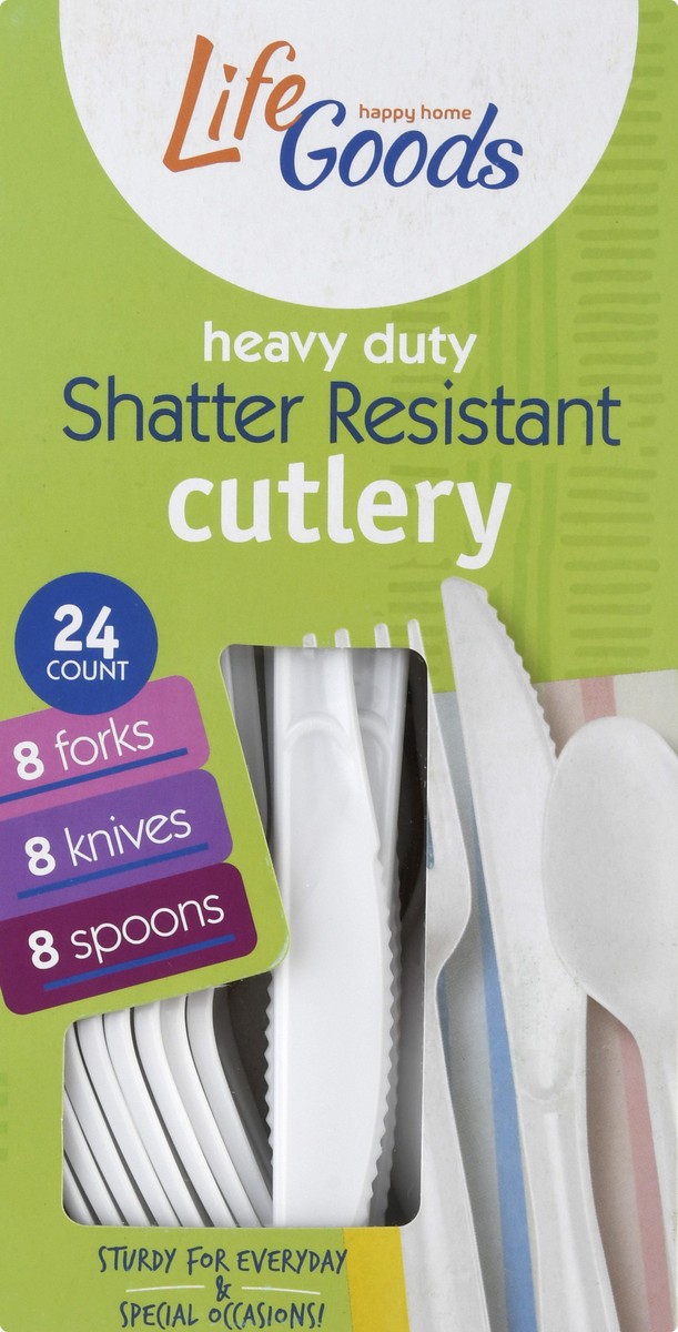 slide 6 of 11, Life Goods Heavy Duty Shatter Resistant Cutlery 24 ea, 24 ct
