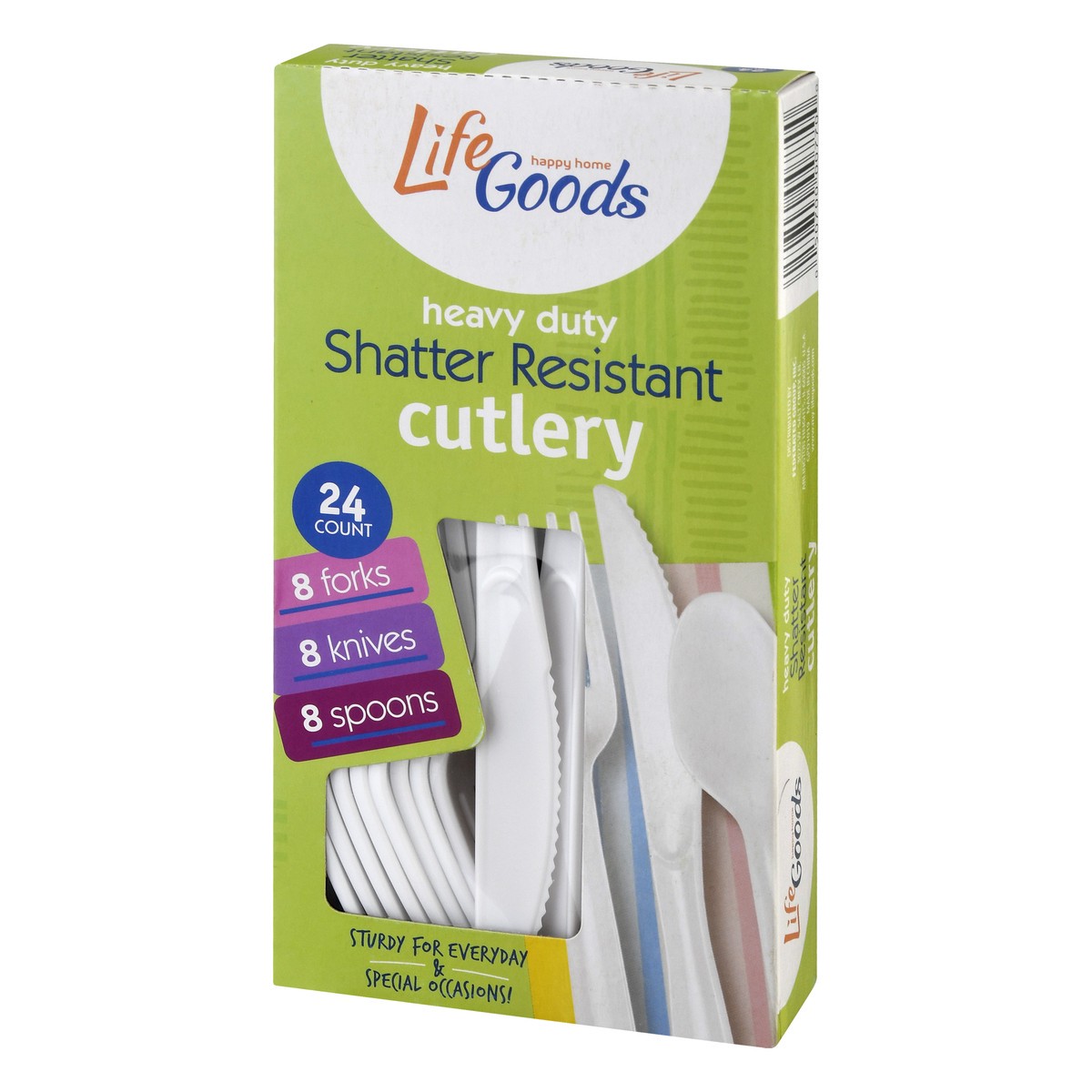 slide 5 of 11, Life Goods Heavy Duty Shatter Resistant Cutlery 24 ea, 24 ct