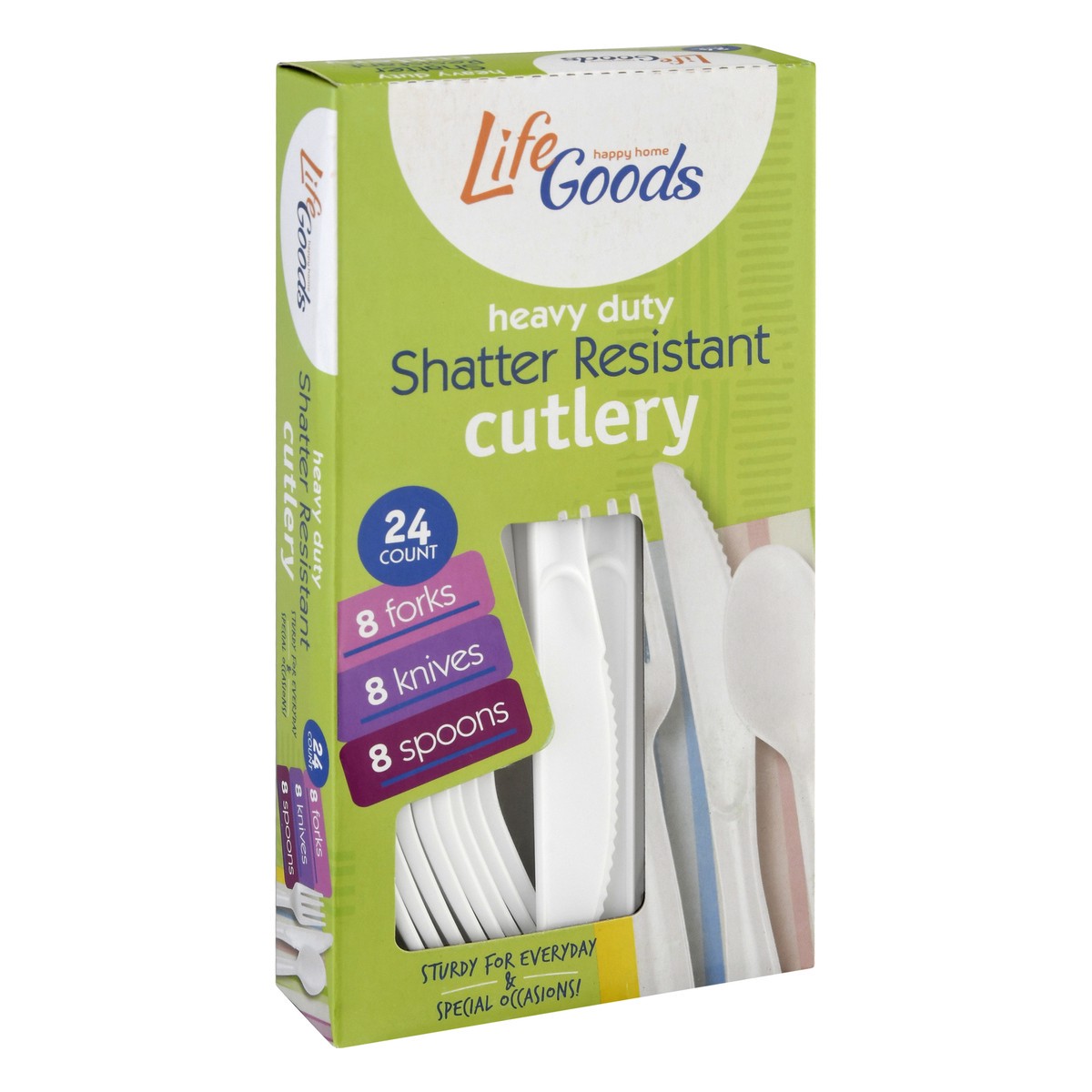 slide 10 of 11, Life Goods Heavy Duty Shatter Resistant Cutlery 24 ea, 24 ct