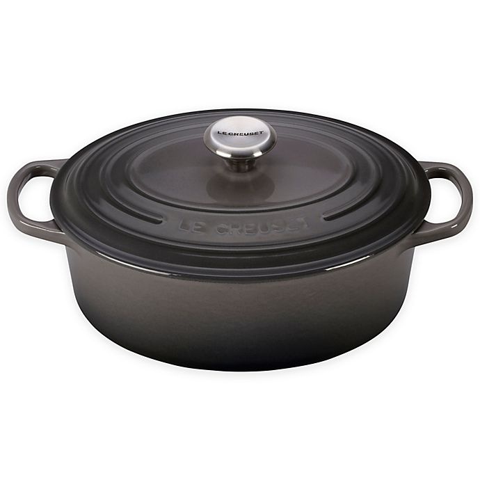 slide 1 of 1, Le Creuset Signature Oval Dutch Oven - Oyster, 2.75 qt