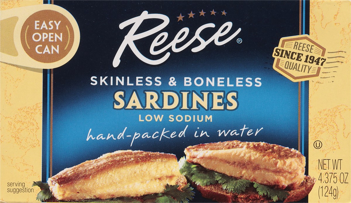 slide 9 of 11, Reese Skinless & Boneless Low Sodium Sardines 4.375 oz, 4.38 oz