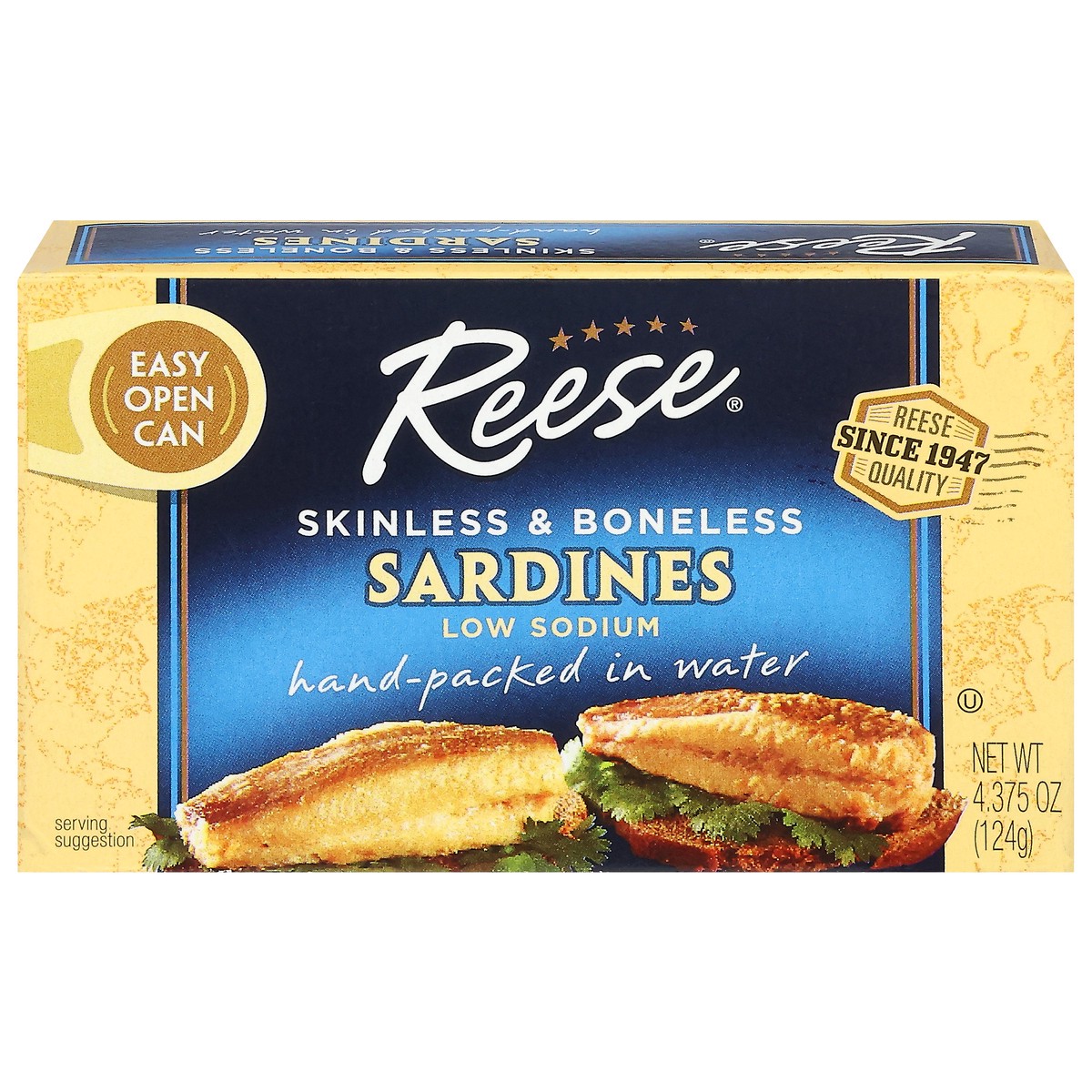 slide 1 of 11, Reese Skinless & Boneless Low Sodium Sardines 4.375 oz, 4.38 oz