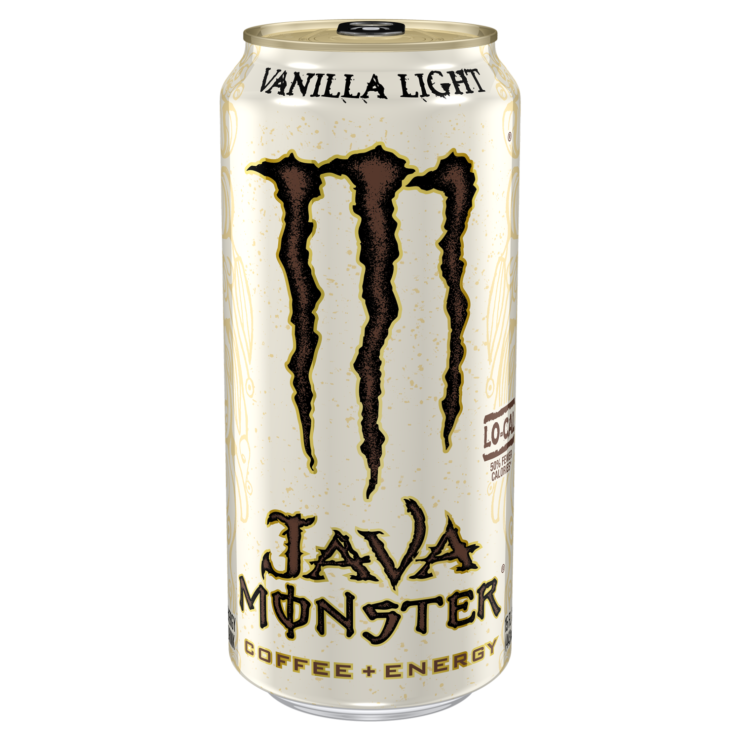 slide 4 of 5, Monster Energy How low can you go? Ounce for ounce Java Monster already has way less fat and calories than “Mega Bucks” bottled coffee. So why make Vanilla Light? Because our fearless leader is a health fanatic who counts calories like they're $100 dollar bills. Art vs. Science - Seriously, making a low calorie coffee + energy drink that tastes good and works, ain't that easy. Java Monster Vanilla Light sets a new standard for taste and effectiveness. Java Monster… premium coffee and cream brewed up with killer flavor, supercharged with Monster energy blend. - 15 oz, 15 oz